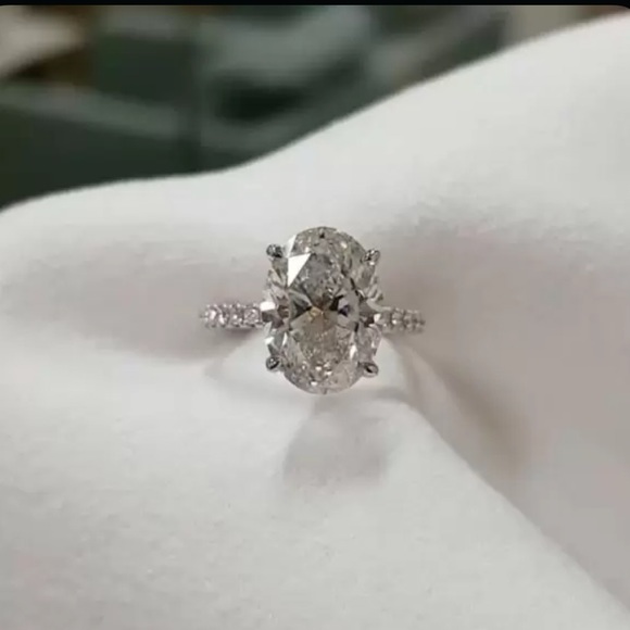 New 925 Silver 4ct Oval Cut Sapphire Ring - Picture 2 of 2